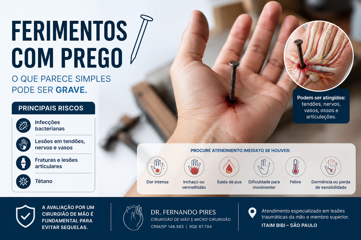 ferimento com prego